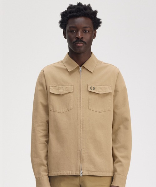FRED PERRY シャツ Twill Zip-Through Overshirt／ツイルジップ