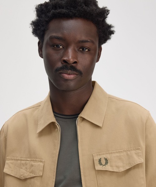 FRED PERRY シャツ Twill Zip-Through Overshirt／ツイルジップ