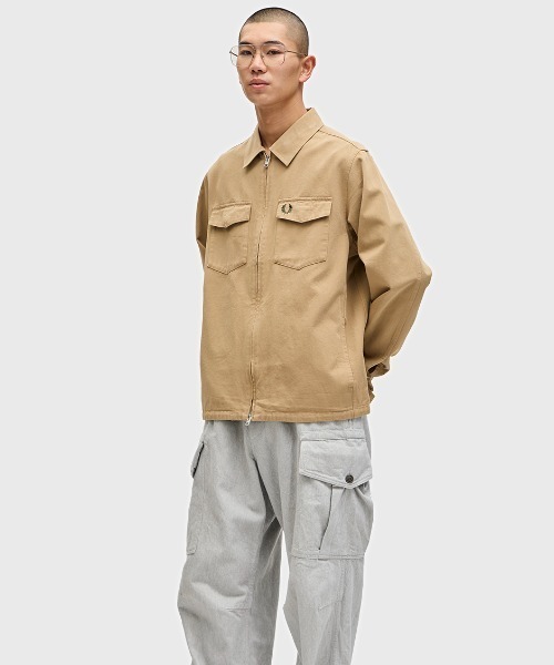 FRED PERRY ツイルジップオーバーシャツ FRED PERRY シャツ Twill Zip-Through Overshirt／ツイルジップ