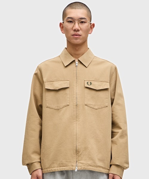 FRED PERRY ツイルジップオーバーシャツ FRED PERRY シャツ Twill Zip-Through Overshirt／ツイルジップ