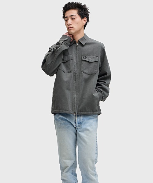 FRED PERRY シャツ Twill Zip-Through Overshirt／ツイルジップ