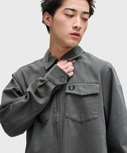 FRED PERRY シャツ Twill Zip-Through Overshirt／ツイルジップ