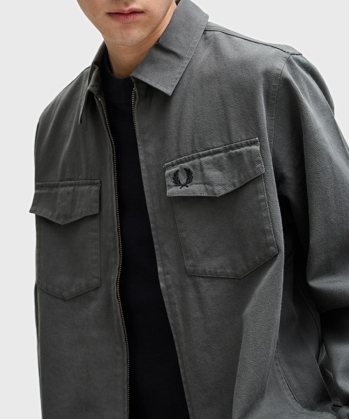 FRED PERRY シャツ Twill Zip-Through Overshirt／ツイルジップ