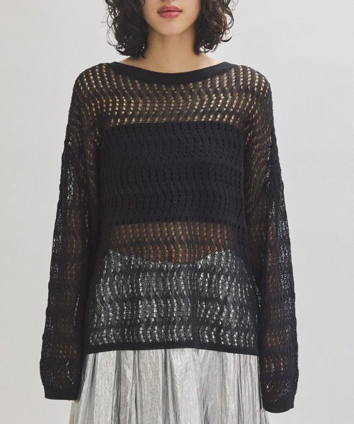 ADAM ET ROPE'（アダムエロペ） tシャツ コイルヤーン透かしニットプル