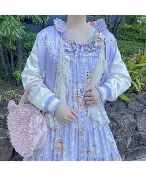 PINK HOUSE/桜Teddyプリントミディワンピース PINK HOUSE（ピンクハウス）の「桜Teddyプリントミディワンピース