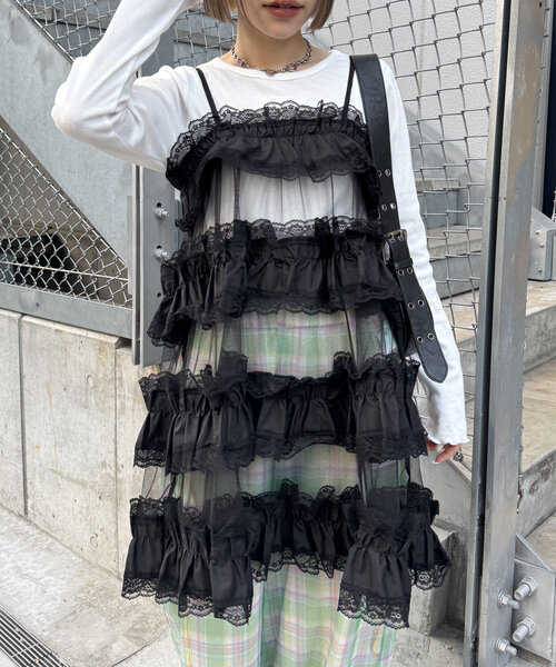 w closet レースティアードキャミ オフホワイト w closet ワンピース レースティアードキャミ : ZOZOTOWN Yahoo