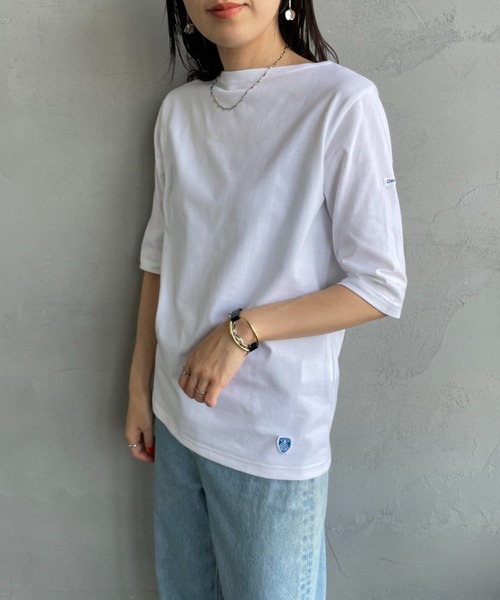 レディース ORCIVAL オーシバル オーチバル ボートネック5分袖Tシャツ 品番：OR-C0136BFJ トップス ボーダー 無地 プルオーバー日本製【1枚までメール便可】 楽天市場】レディース ORCIVAL オーシバル オーチバル ボート