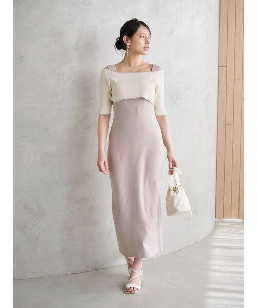 MERCURYDUO 半袖ニットワンピ MERCURYDUO（マーキュリーデュオ） ワンピース 3WAY配色バックレース