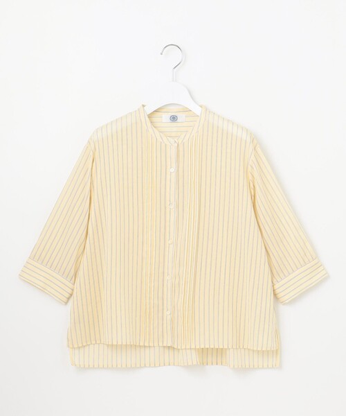 tシャツ 「洗える」シアーピンストライプ ブラウスライク カットソー レディース tシャツ 「洗える」シアーピンストライプ ブラウスライク
