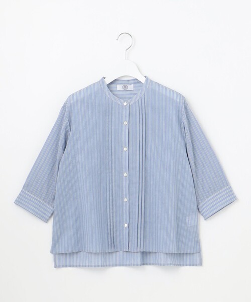tシャツ 「洗える」シアーピンストライプ ブラウスライク