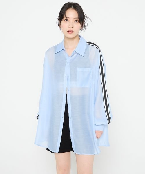JEANASIS ブラウス シャツ 「Les Fleurs」シアーラインシャツ