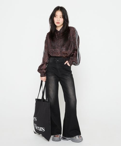 JEANASIS ブラウス シャツ 「Les Fleurs」シアーラインシャツ