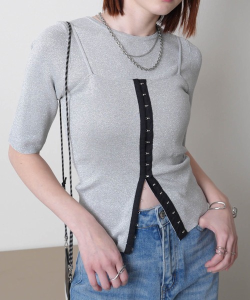 【美品】Offen 39 オッフェン スカラップ ポインテッド　ネイビー　ニット 袖ポワンとオフネックのニットトップスポワン袖 – ONE PEACE ONLINE