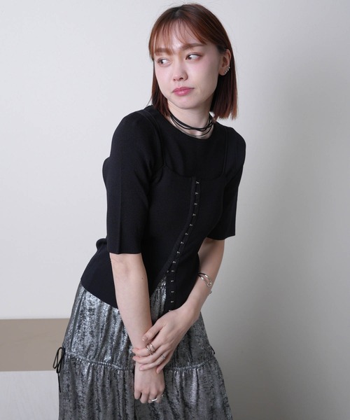 美品✨ フォクシー ニット セーター トップスレディポロ 黒 38 美品✨フォクシー ニットトップス トライアングル サイド