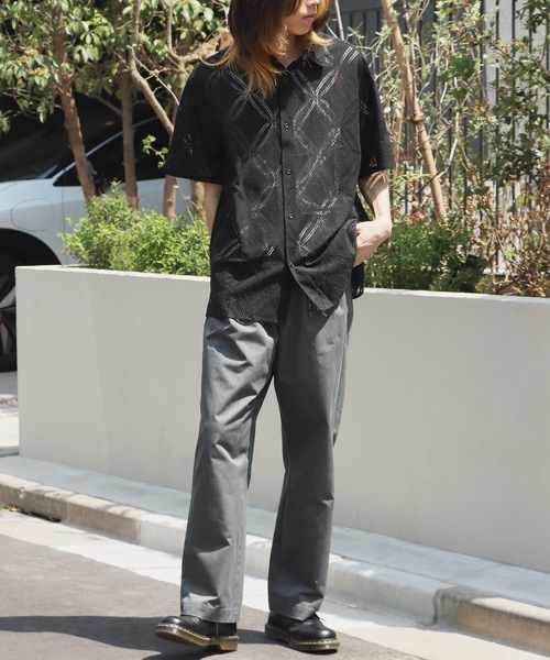 ROOP TOKYO シャツ 半袖 透かし柄シャツ メンズ 夏物 夏服 メンズ