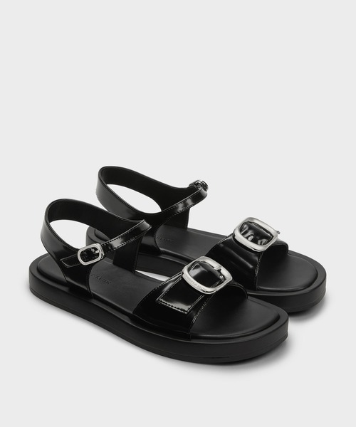 CHARLES ＆ KEITH サンダル バックル フラットフォームサンダル