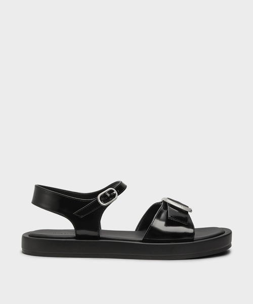台湾 CHARLES&KEITH Joan フラットフォーム サンダル CHARLES & KEITH サンダル バックル フラットフォームサンダル