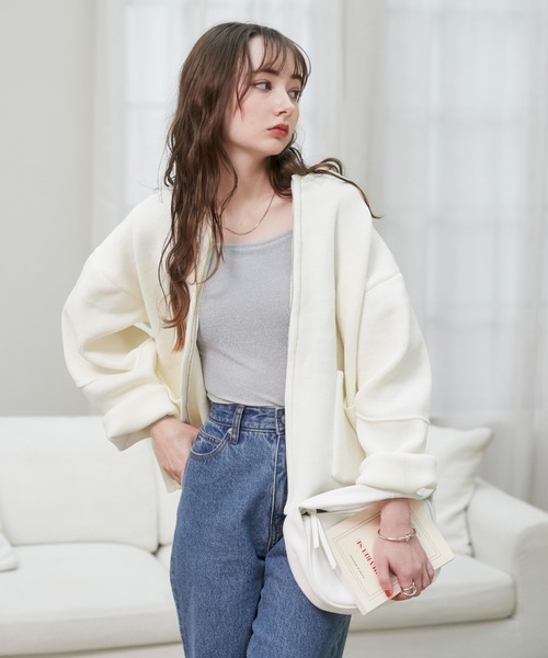 「ANGIE」 ニットカーディガン FREE ベージュ レディース_画像2