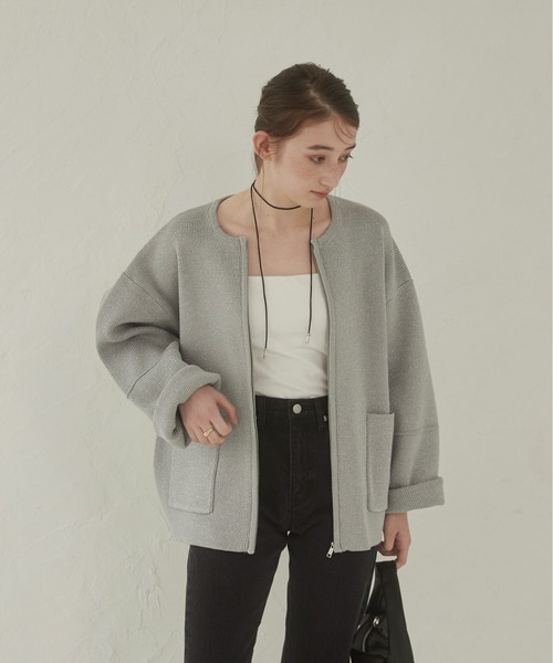 「ANGIE」 ニットカーディガン FREE ベージュ レディース_画像4