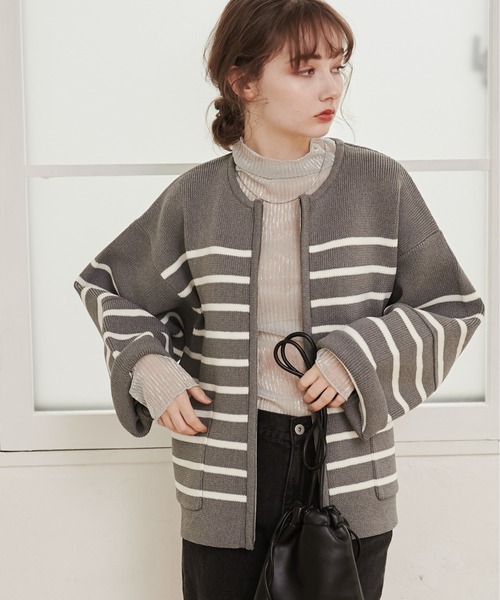 「ANGIE」 ニットカーディガン FREE ベージュ レディース_画像6