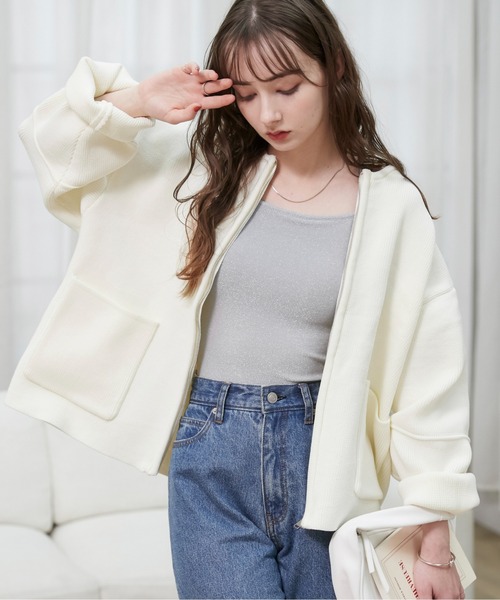 「ANGIE」 ニットカーディガン FREE ベージュ レディース_画像10