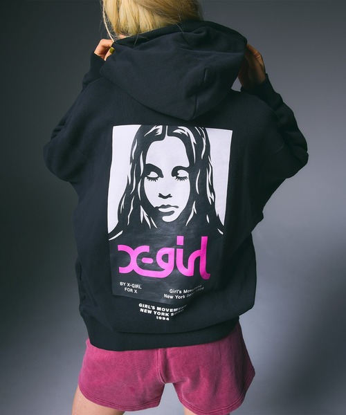 XGIRLパーカーM X-girl エックスガール パーカー MESSAGE AND FACE FADED ZIP UP