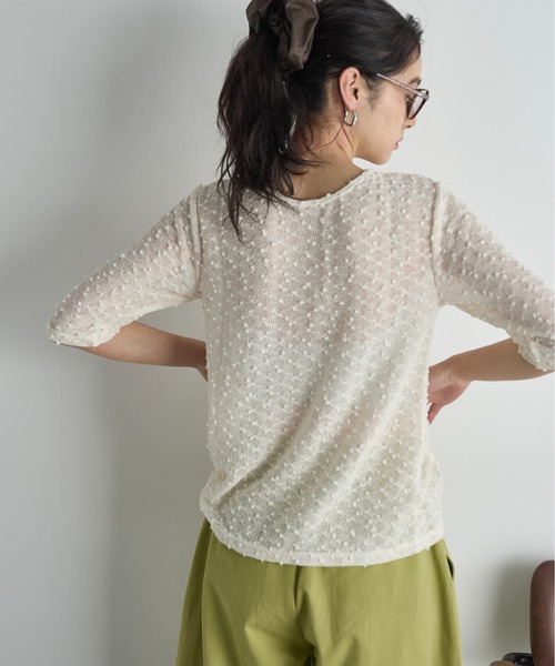 トップス yun AMBIDEX Store コットンカットジャカード ノースリーブTシャツ(F