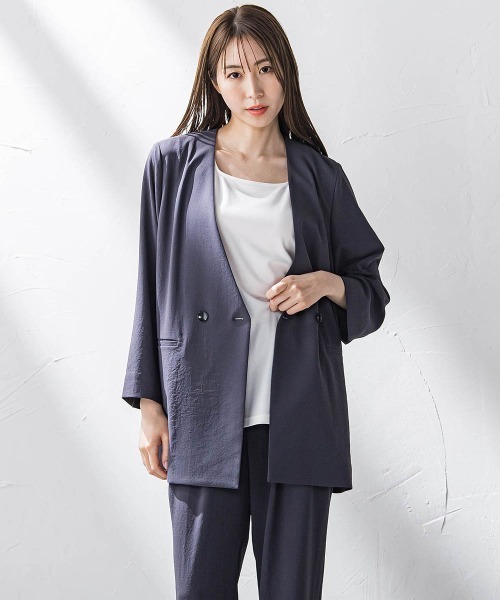 uvカット ジャケット ノーカラージャケット 入学式 卒業式 キレリジャケット「手洗い可能」 レディースの画像