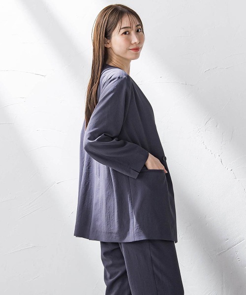 uvカット ジャケット ノーカラージャケット 入学式 卒業式 キレリジャケット「手洗い可能」 レディースの画像