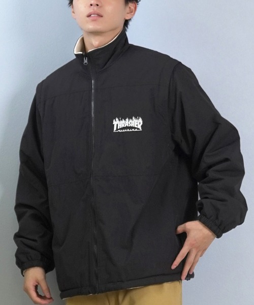 THRASHER フード付きジャケット ブラック THRASHER（スラッシャー） コート ジャケット リバーシブルジャケット