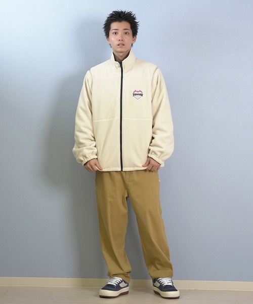 ぎんくん様USA古着 リバーシブルジャケット コーデュロイ ベージュ 紺 THRASHER（スラッシャー） コート ジャケット リバーシブルジャケット