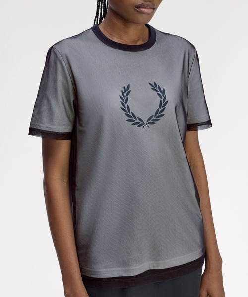 FRED PERRY tシャツ Mesh Overlay T-Shirt／メッシュ
