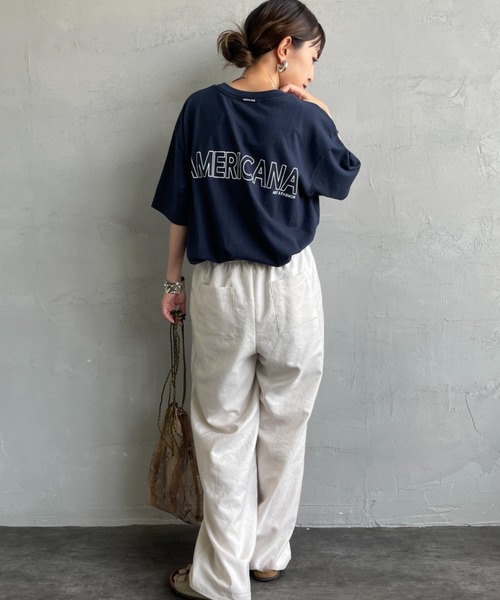 AMERICANA（アメリカーナ） tシャツ 半袖 バックプリント フロッキー