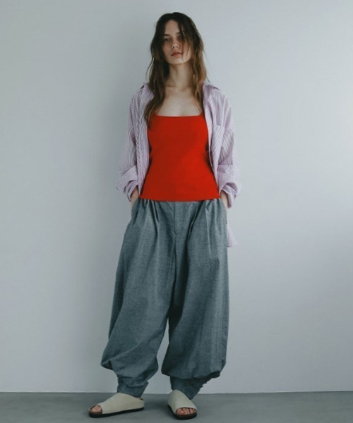 ETRE TOKYO コットンシルクカーヴィーパンツ コットンシルクカーヴィーパンツ(S OFF WHITE): ボトムス