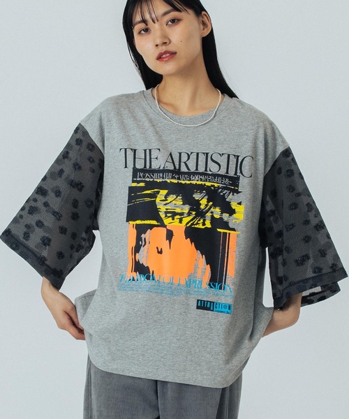 OKIRAKU（オキラク） tシャツ (OKIRAKU×ROSEBUD)FLOWER SLEEVE GRAPHIC
