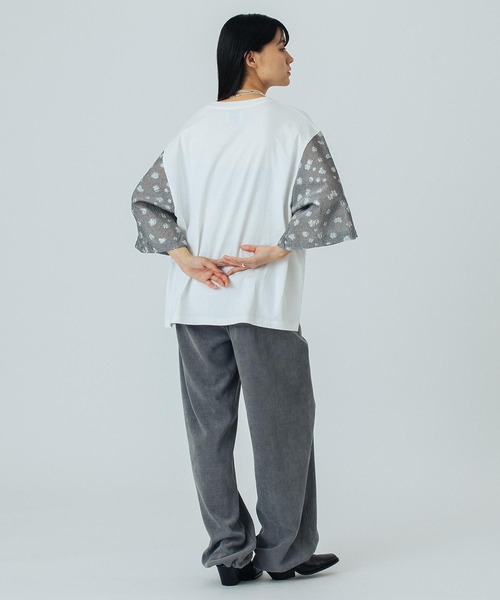 OKIRAKU（オキラク） tシャツ (OKIRAKU×ROSEBUD)FLOWER SLEEVE GRAPHIC
