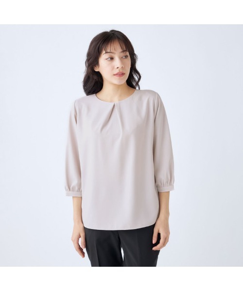 SUIT SELECT ブラウス シャツ 「7分袖」前後2WAYクルーネックプル