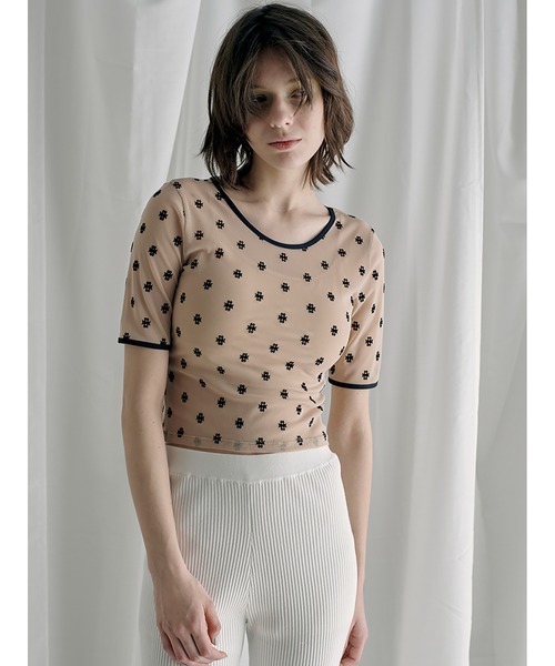 [SORIN] трикотаж с коротким рукавом 38 свет бежевый женский 