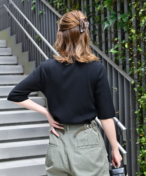 「B.C STOCK」 「Simplicite」半袖ニット FREE アイボリー レディース_画像8