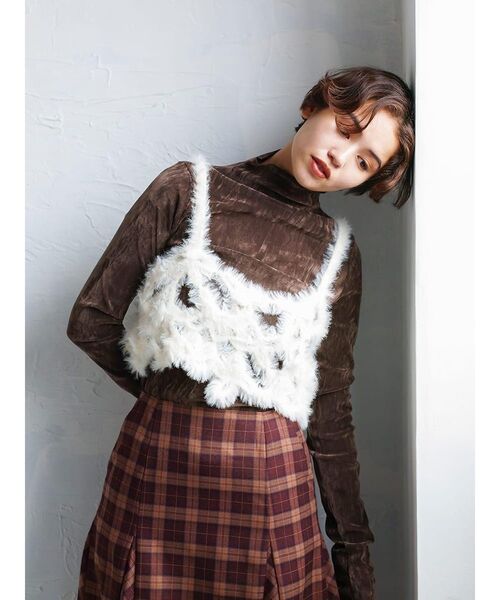 FIKA.（フィーカ） Flower motif feather knit bustier レディース