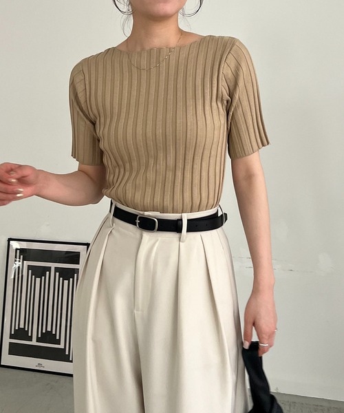 「CAPRICIEUX LE'MAGE」 半袖ニット FREE オフホワイト レディース_画像3