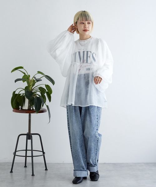 「w closet」 長袖ブラウス FREE ブラウン レディース_画像2