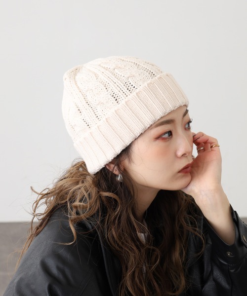 【ファルコネーリ】ホワイト ニットキャップ セール】 【WEB/一部店舗限定】ふわふわニット キャップ （その他