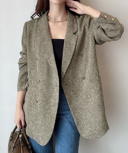 「Meiru」 テーラードジャケット SMALL ダークベージュ レディース_画像8