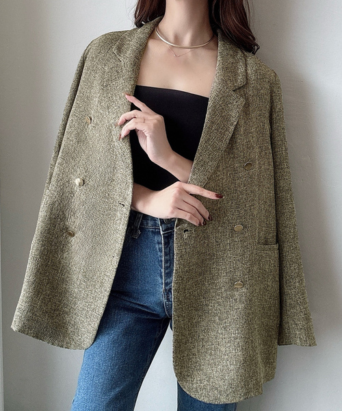 「Meiru」 テーラードジャケット SMALL ダークベージュ レディース_画像9