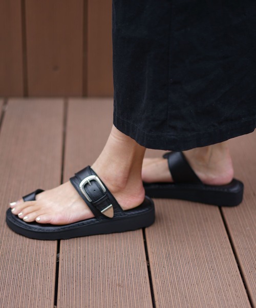 「CAMINANDO」 フラットサンダル 6 ブラック レディース_画像2