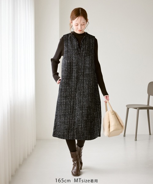 タグ付き*　BARNEYS NEW YORK 　ツイードワンピース ROPE' PICNIC（ロペ ピクニック） ジャンパースカート キーネック
