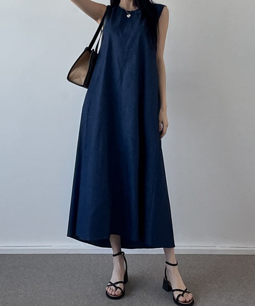 「meJane」 ノースリーブワンピース FREE インディゴブルー レディース_画像2