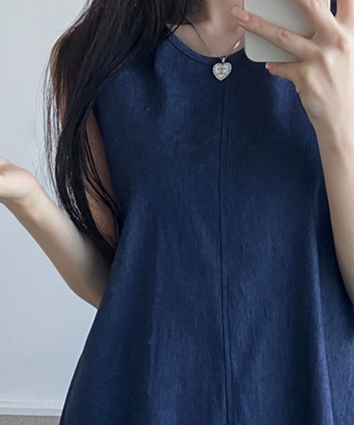 「meJane」 ノースリーブワンピース FREE インディゴブルー レディース_画像4