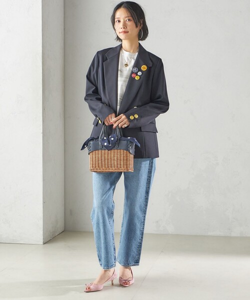「A VACATION」 かごバッグ ONE SIZE ネイビー レディースの画像